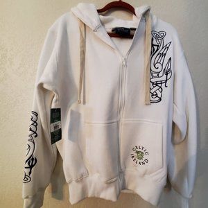 Ireland Celtic white heavy fleece full zip hoodie ladies sz10-12
